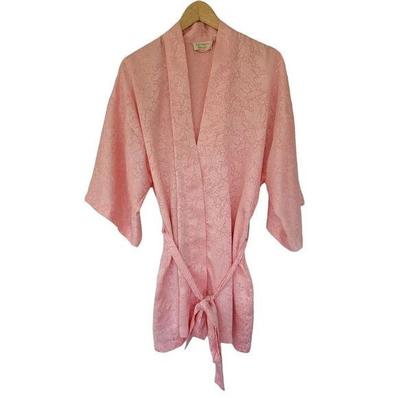Victorias Secret Vintage Satin Robe Womans One Size Peach - Picture 1 of 10